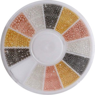 Nail Art Decorations - Rose, Gold, Silver & Black Bead Pearls, 3 Sizes