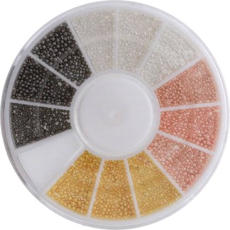 Nail Art Decorations - Rose, Gold, Silver & Black Bead Pearls, 3 Sizes