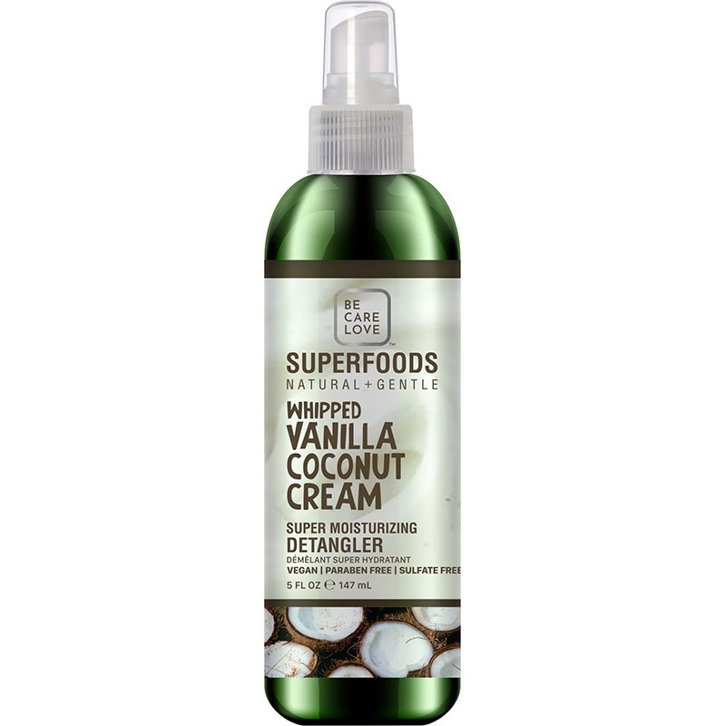 Be Care Love SuperFoods Natural & Gentle Whipped Vanilla Coconut Cream Super Moisturizing Detangler, 147ml