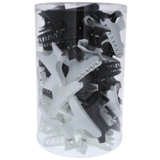 Butterfly Jaw Clips Tubs, Black & White, 72/Tub
