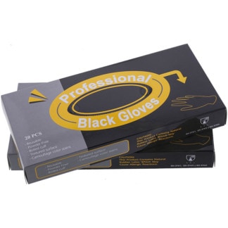 Gloves Latex, Powder-Free, Textured, Black, 20/Box