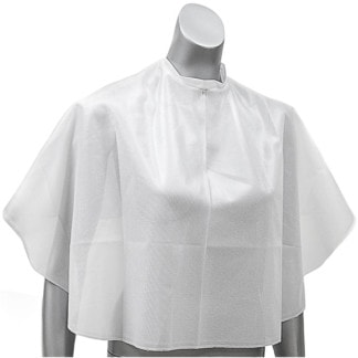 Salon Cape White, Short, Polyester, Ties