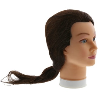 Mannequin Head with Long Brown Hair, 18 inch, Mixed Fibre