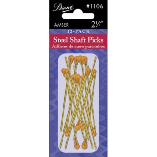 Diane Steel Shaft Roller Picks, Gold, 2.5 inch, 12/Pack
