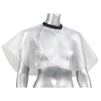 Salon Cape Transparent with Black Collar, Short, Hook & Loop
