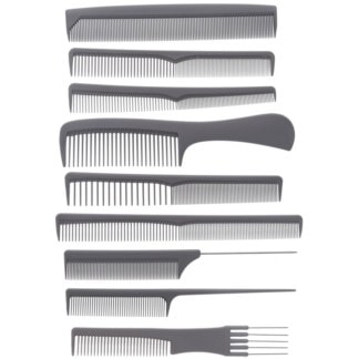Comb Set Deluxe Ionic Grey with Black Pouch, 9 Pieces