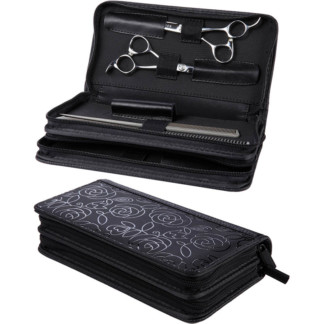 Scissor Bag Embossed with Zip, Large, Black, Empty