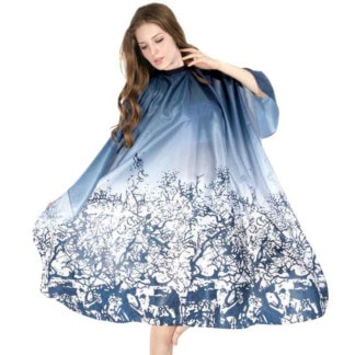 Salon Cape Blue Abstract Design, Polyester & PVC, Hook & Loop