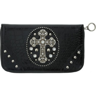 Scissor Bag with Silver Cross, Black, Empty