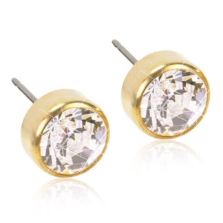 Blomdahl Gold Titanium Earrings - Cubic Zirconia, Swarovski Bezel Crystal