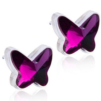 Blomdahl Medical Plastic Earrings - Butterfly, Amethyst