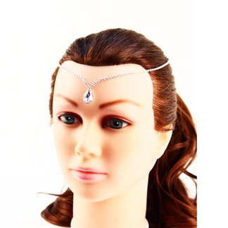 Bridal Hair & Forehead Diamante Pendant Ornament with Chain Band