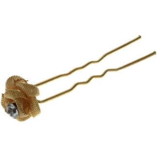 Bridal Hair Pins Ornament, Gold Net Flower Pin, 5/Pack