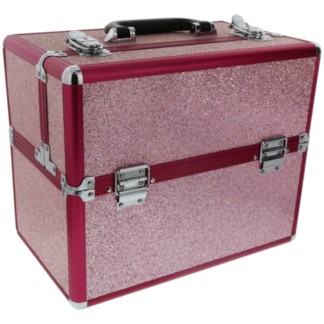 Beauty Aluminium Case, 1 Part, Pink Glitter, Empty