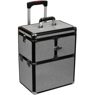 Beauty Aluminium Case, 1 Part, White Glitter, Empty