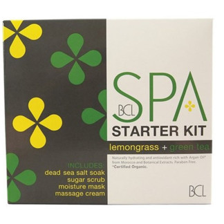 BCL Spa Lemongrass & Green Tea 4 Step Home Spa Starter Kit for Hands, Feet & Body, 4 Pieces
