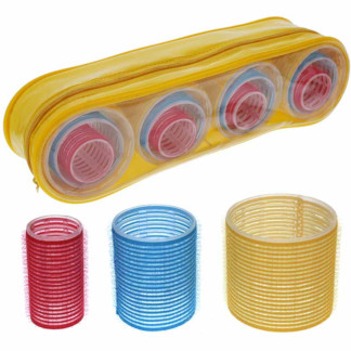 Cling Hook & Loop Hair Perm Curlers, Coloured, Assorted Sizes, 12/Pack