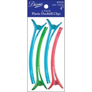 Diane Duckbill Clips, Plastic, Assorted Colours, 4 inch, 4/Pack
