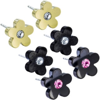 Blomdahl Titanium Earrings - Crystal Flower