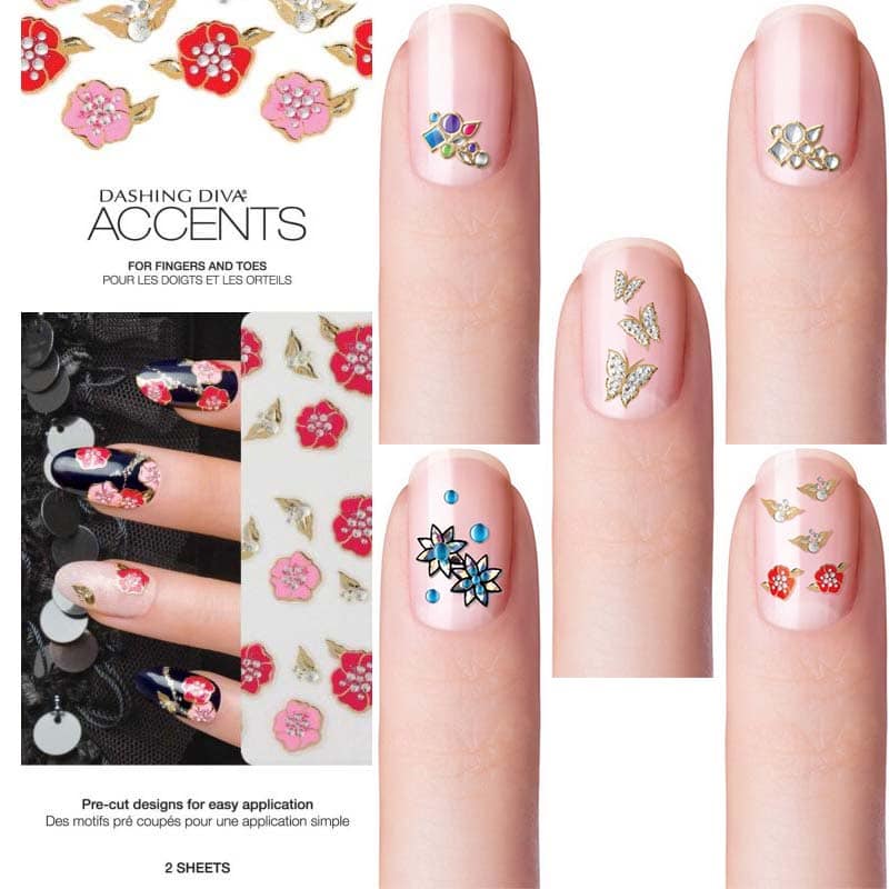 Dashing Diva Accent 3D Style Nail Art, 2 Sheets