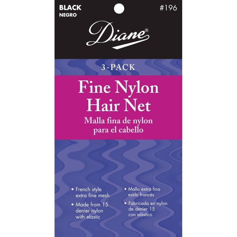 Diane Fine Nylon Hair Nets Triangular, Black, 3/Pack