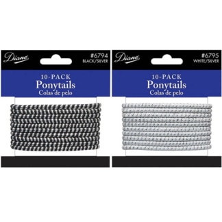 Diane Head & Pony Tail Holders, Two-Tone Metal Clasp Closure, 10/Pack
