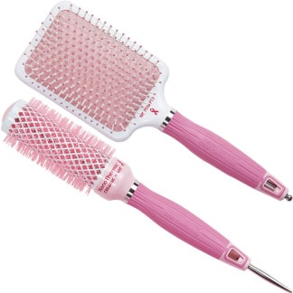 Olivia Garden NanoThermic Ceramic + Ion Breast Cancer Awareness Light & Dark Pink Brush Collection