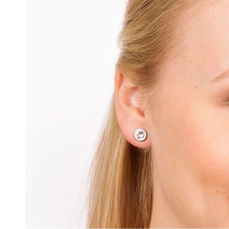 Blomdahl Silver Titanium Earrings - Crystal Grand Bezel - Image 2