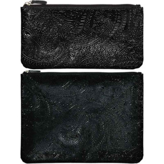 Qosmedix Cosmetic Bag Paisley Clutch, Black