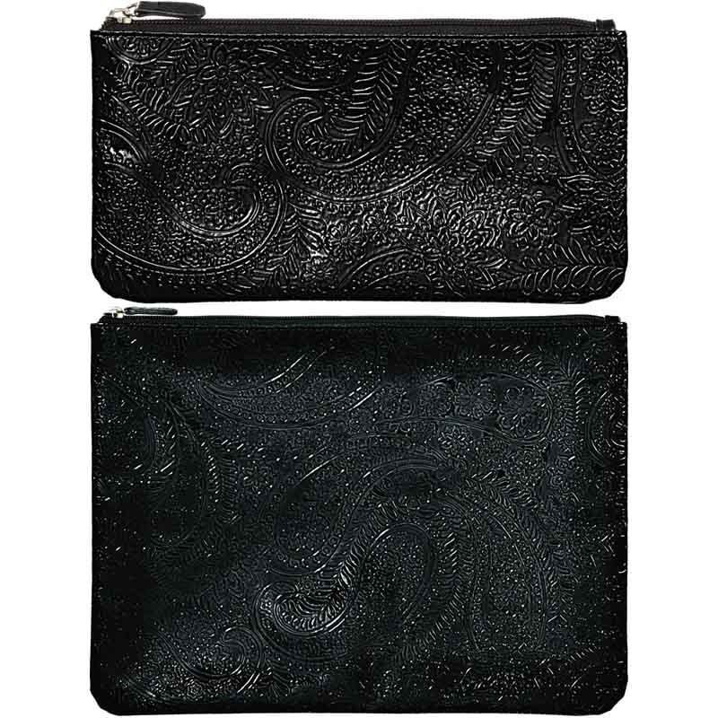 Qosmedix Cosmetic Bag Paisley Clutch, Black