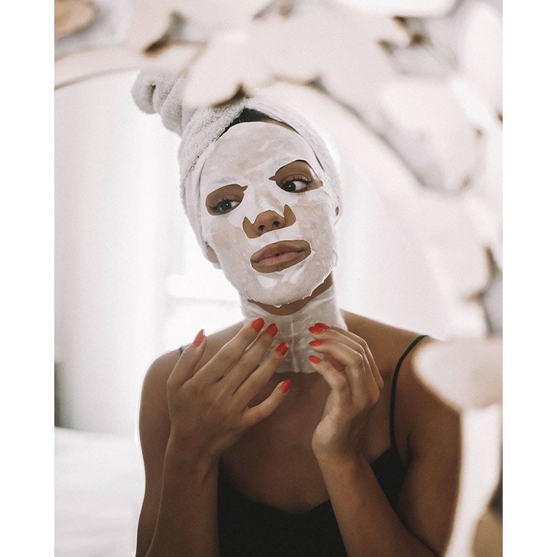 Iroha Nature 100% Cotton Face & Neck Mask with Regenerating Argan Oil & Hyaluronic Acid, Single - Image 4