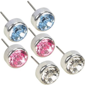 Blomdahl Silver Titanium Earrings - Cubic Zirconia, Swarovski Crystals Bezel