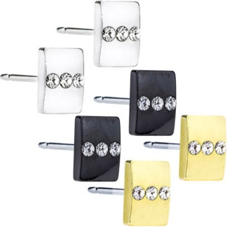 Blomdahl Titanium Earrings - Triple Crystal Square