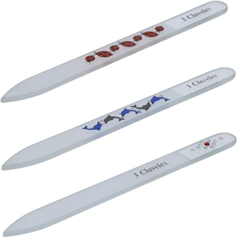 3Claveles Patterned Glass Nail File, 140mm