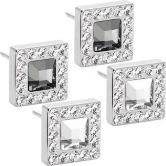 Blomdahl Natural Titanium Earrings - Brilliance Square Halo