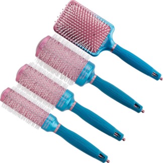 Olivia Garden NanoThermic Ceramic + Ion Breast Cancer Awareness Pink & Blue Brush Collection
