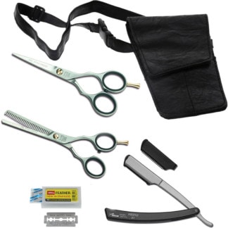 Jaguar Pre Style Ergo Satin Classic School Set: Scissor, Thinner, Razor, Blades & Case