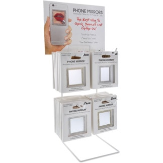 Phone Mirror Crystal Restickable for All Phones & Cases Display: 24 Pieces & Stand