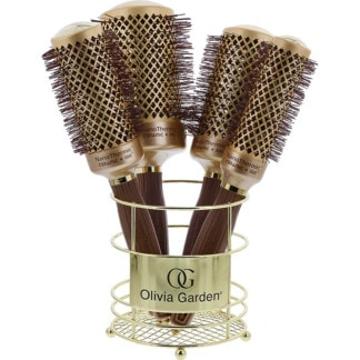 Olivia Garden NanoThermic Ceramic + Ion Brush Display: 4 Brushes & Basket