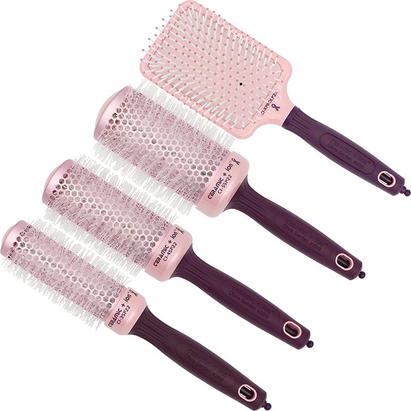 Olivia Garden Ceramic + Ion Thermal Breast Cancer Awareness 2022 Brush Collection