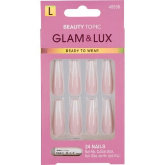 Beauty Topic Glam & Lux Long Coffin Pink Ombre Nail Set, 24/Pack