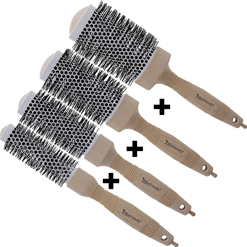 Hairware Biofriendly Radial Straw Brush Set: 4 Brushes