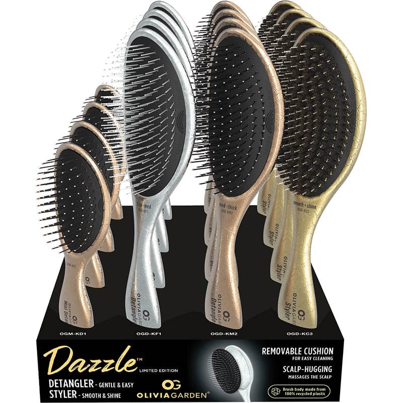 Olivia Garden OG Brush Dazzle Display: 12 Brushes & Stand