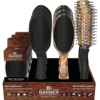 Olivia Garden OG Barber Wave Brush Display: 12 Brushes & Stand