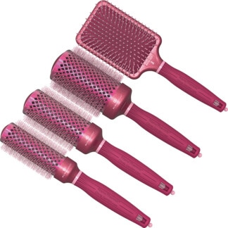 Olivia Garden NanoThermic Ceramic + Ion Breast Cancer Awareness Dark & Light Pink Glitter Brush Collection