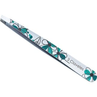 3Claveles Slanted Tweezer Blue Floral, 9.5cm