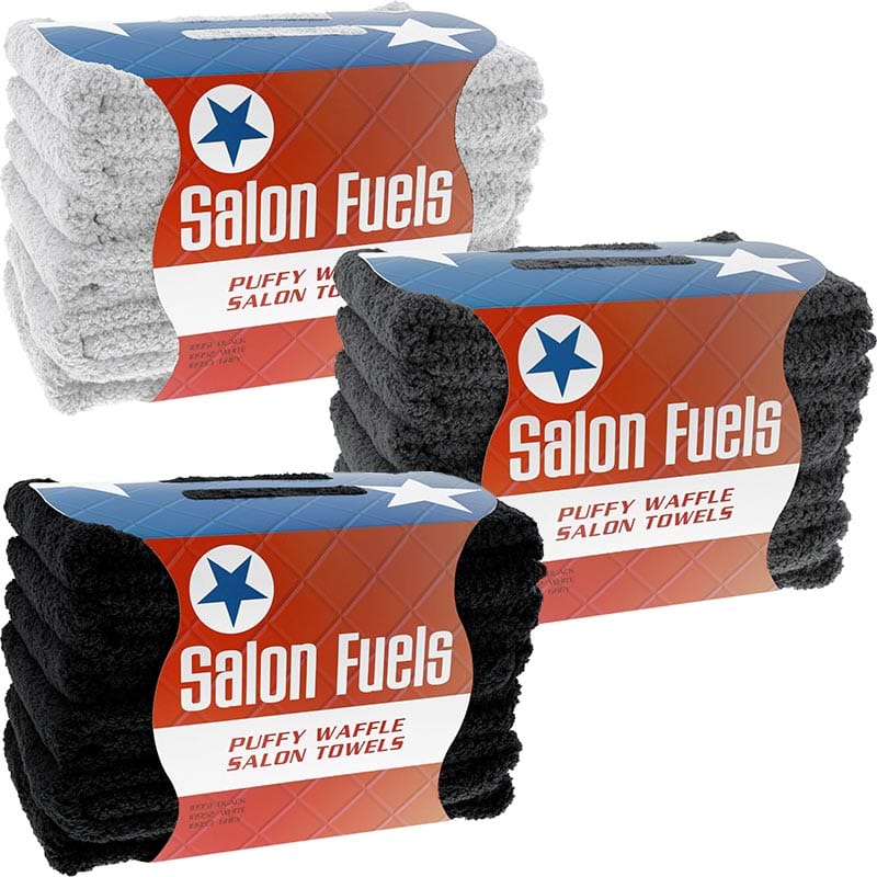 Salon Fuels Puffy Waffle Salon Towels, 50 x 90cm, 6/Pack