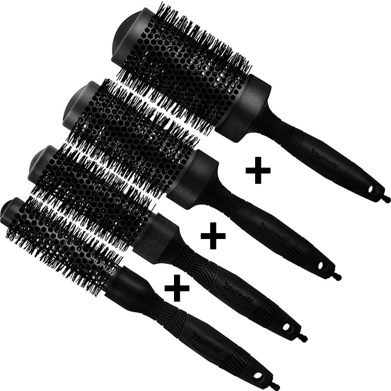 Hairware Biofriendly Radial Black Brush Set: 4 Brushes