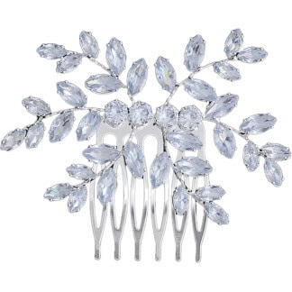 Bridal Hair Comb with Six Zircon Fronds