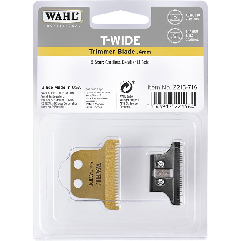 Wahl Detailer Hair Trimmer T-Wide Gold Blade Set
